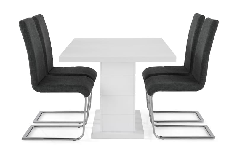 KULMBACH Bord Förlängningsbar 120 + 4 SALA Stol Vit/Svart - Möbler - Matplats - Matgrupp & matbord med stolar
