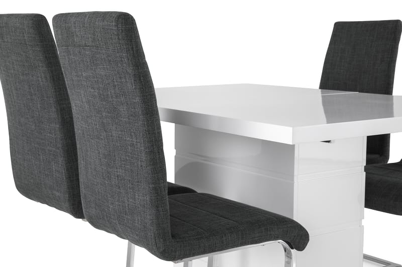 KULMBACH Bord Förlängningsbar 120 + 4 SALA Stol Vit/Svart - Möbler - Matplats - Matgrupp & matbord med stolar