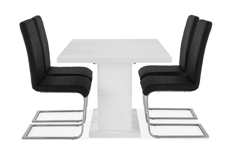 KULMBACH Bord Förlängningsbar 120 + 4 SALA Stol Vit/Svart - Möbler - Matplats - Matgrupp & matbord med stolar