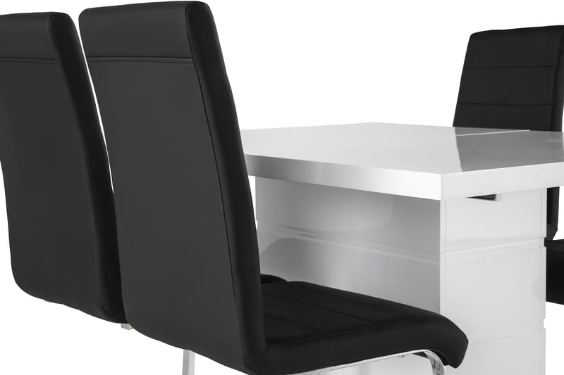 KULMBACH Bord Förlängningsbar 120 + 4 SALA Stol Vit/Svart - Matgrupp & matbord med stolar