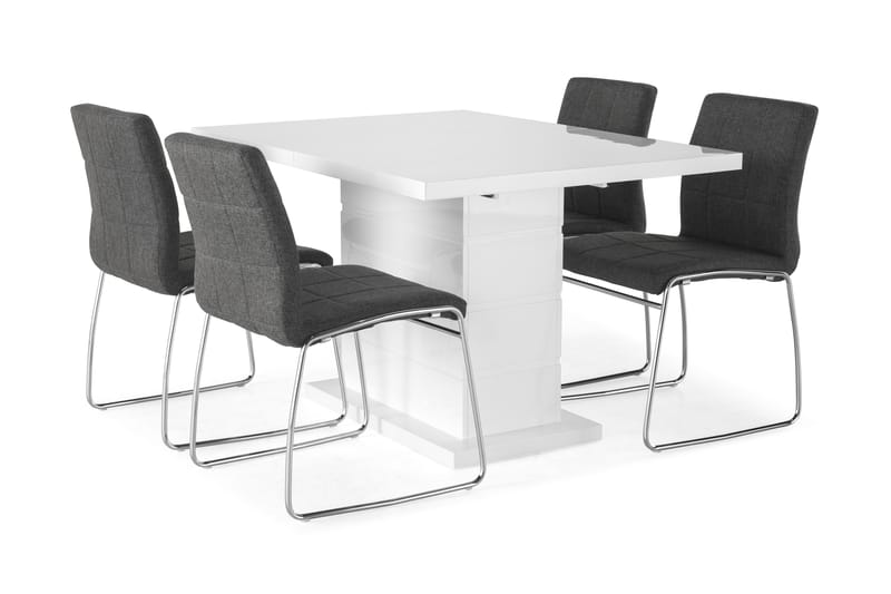 KULMBACH Bord Förlängningsbar 120 + 4 VISKAN Stol Vit/Svart - Matgrupp & matbord med stolar