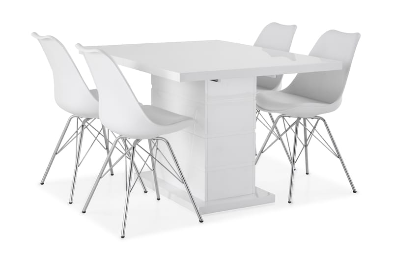 KULMBACH Bord Förlängningsbar 120 + 4 ZENIT Stol Vit - Matgrupp & matbord med stolar