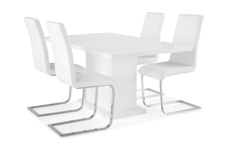 KULMBACH Bord Förlängningsbar 160 + 4 SALA Stol Vit - Matgrupp & matbord med stolar