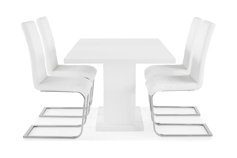 KULMBACH Bord Förlängningsbar 160 + 4 SALA Stol Vit - Matgrupp & matbord med stolar