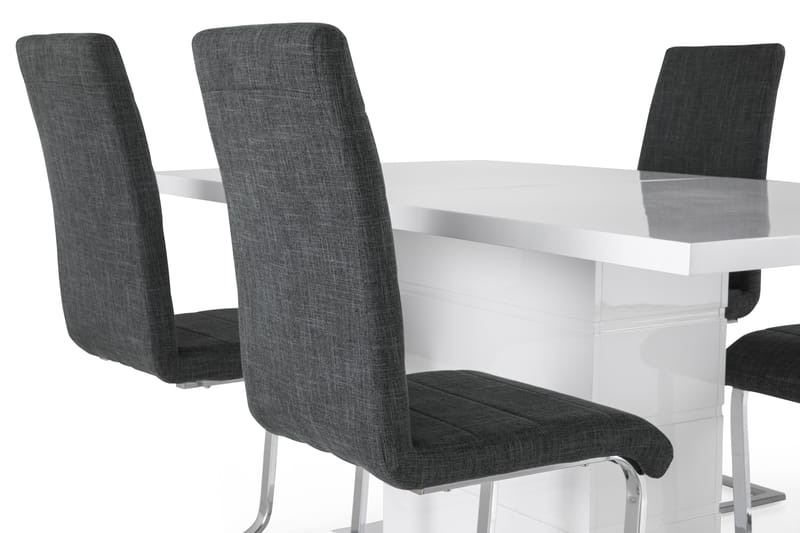 KULMBACH Bord Förlängningsbar 160 + 4 SALA Stol Vit/Svart - Matgrupp & matbord med stolar