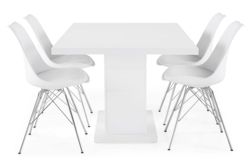 KULMBACH Bord Förlängningsbar 160 + 4 ZENIT Stol Vit - Matgrupp & matbord med stolar