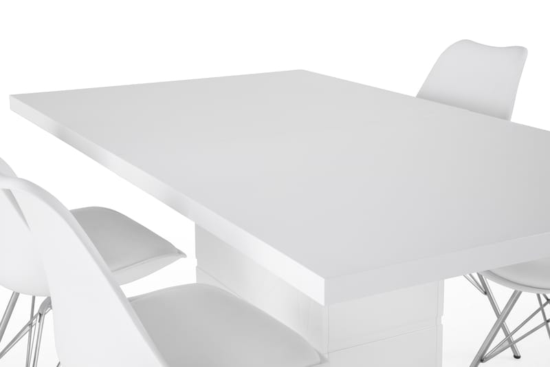 KULMBACH Bord Förlängningsbar 160 + 4 ZENIT Stol Vit - Matgrupp & matbord med stolar
