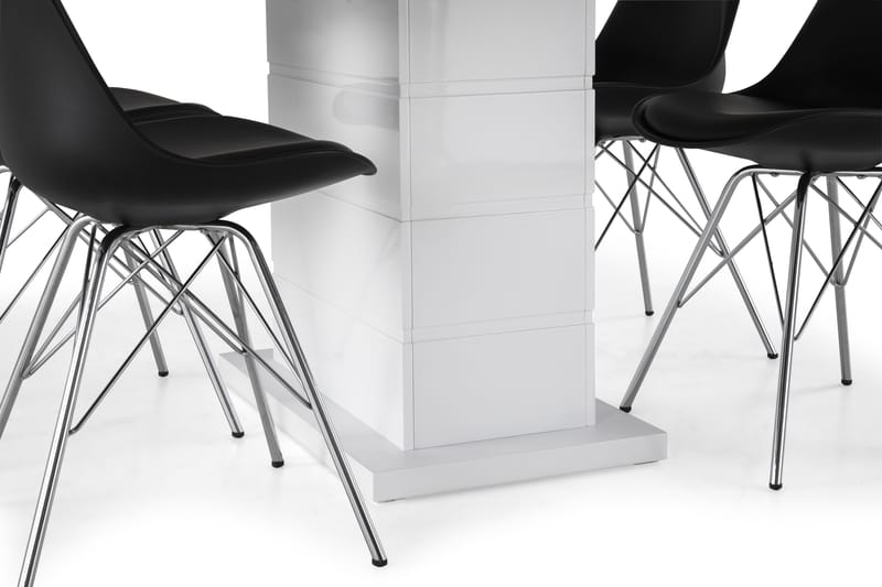 KULMBACH Bord Förlängningsbar 160 + 4 ZENIT Stol Vit/Svart - Matgrupp & matbord med stolar