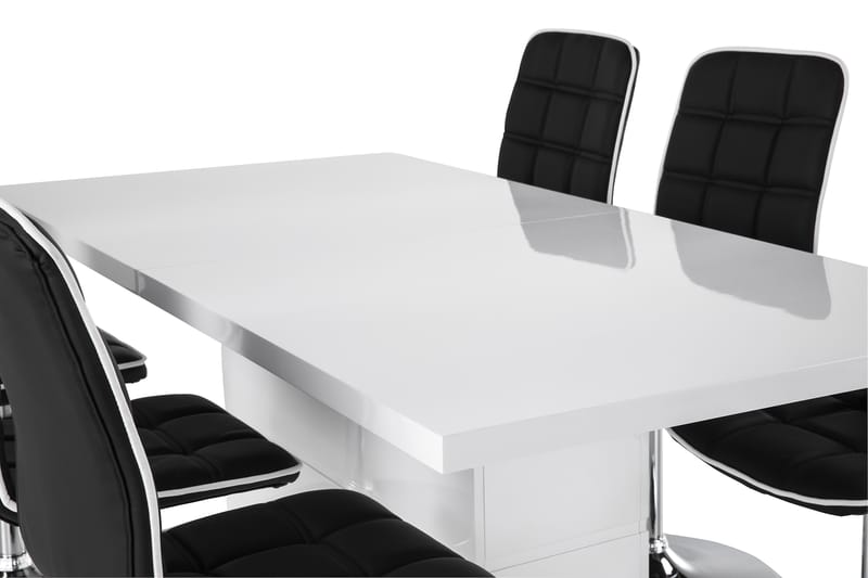 KULMBACH Bord Förlängningsbar 180 + 6 DESTIN Stol Vit/Svart - Möbler - Matplats - Matgrupp & matbord med stolar