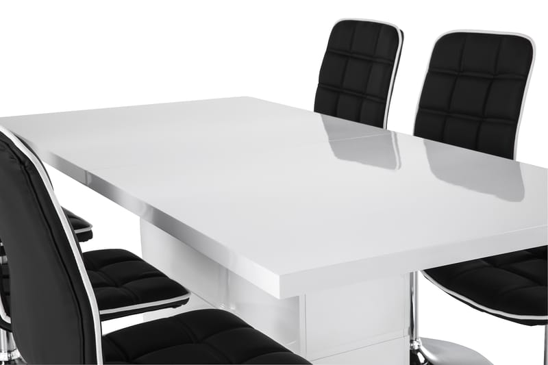KULMBACH Bord Förlängningsbar 180 + 6 DESTIN Stol Vit/Svart - Matgrupp & matbord med stolar