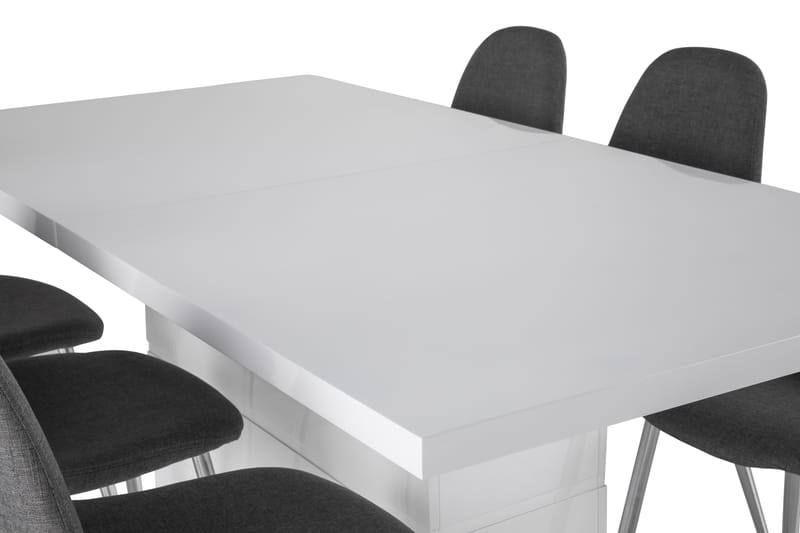 KULMBACH Bord Förlängningsbar 180 + 6 NIKOLAS Stol Vit/Svart - Möbler - Matplats - Matgrupp & matbord med stolar