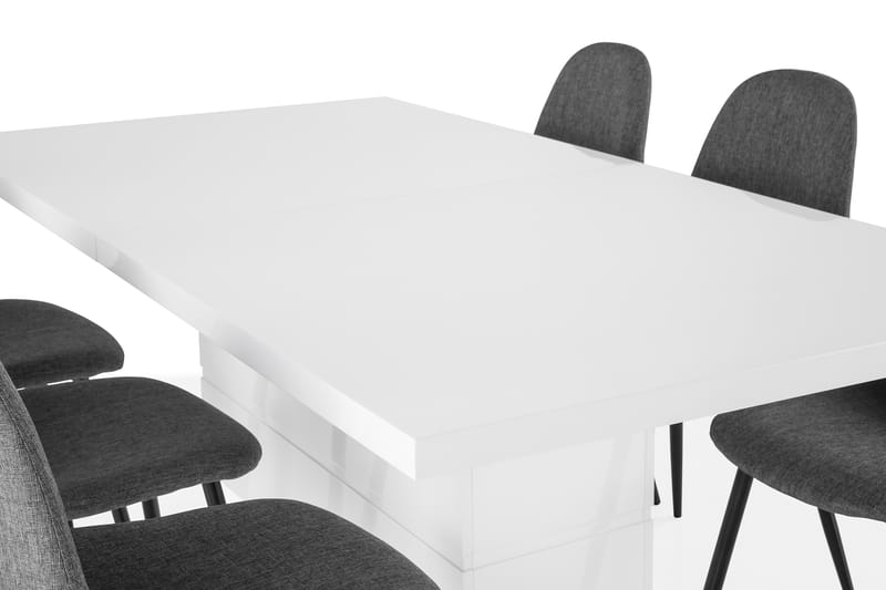 KULMBACH Bord Förlängningsbar 180 + 6 NIKOLAS Stol Vit/Svart - Möbler - Matplats - Matgrupp & matbord med stolar