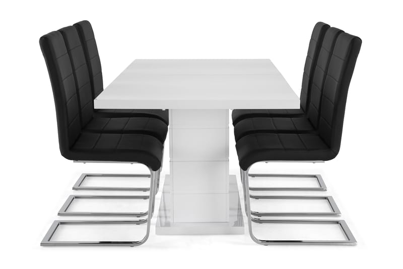 KULMBACH Bord Förlängningsbar 180 + 6 SALA Stol Vit/Svart - Möbler - Matplats - Matgrupp & matbord med stolar