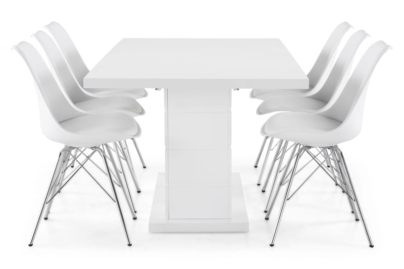 KULMBACH Bord Förlängningsbar 180 + 6 ZENIT Stol Vit - Matgrupp & matbord med stolar
