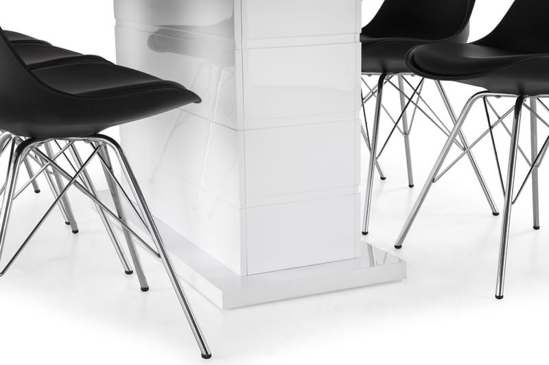 KULMBACH Bord Förlängningsbar 180 + 6 ZENIT Stol Vit/Svart - Matgrupp & matbord med stolar
