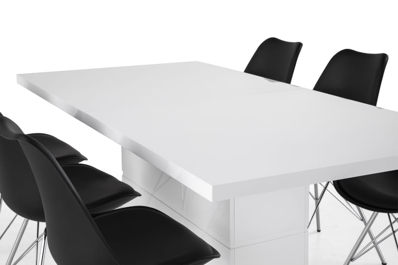 KULMBACH Bord Förlängningsbar 180 + 6 ZENIT Stol Vit/Svart - Möbler - Matplats - Matgrupp & matbord med stolar