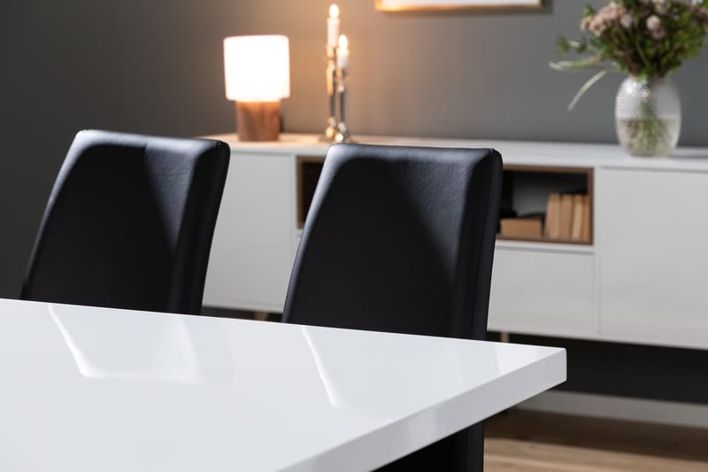 KULMBACH Bord Förlängningsbar 200 + 8 DUMAS Stol Vit/Svart - Matgrupp & matbord med stolar