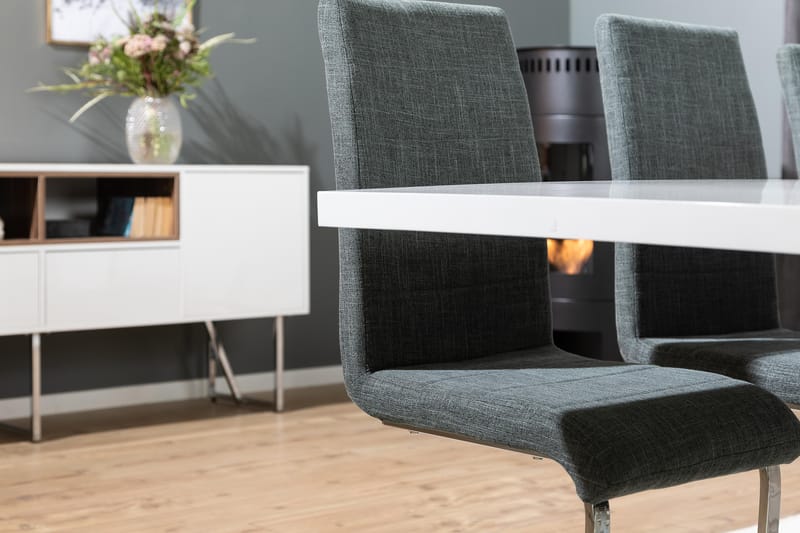 KULMBACH Bord Förlängningsbar 200 + 8 SALA Stol Vit/Svart - Möbler - Matplats - Matgrupp & matbord med stolar