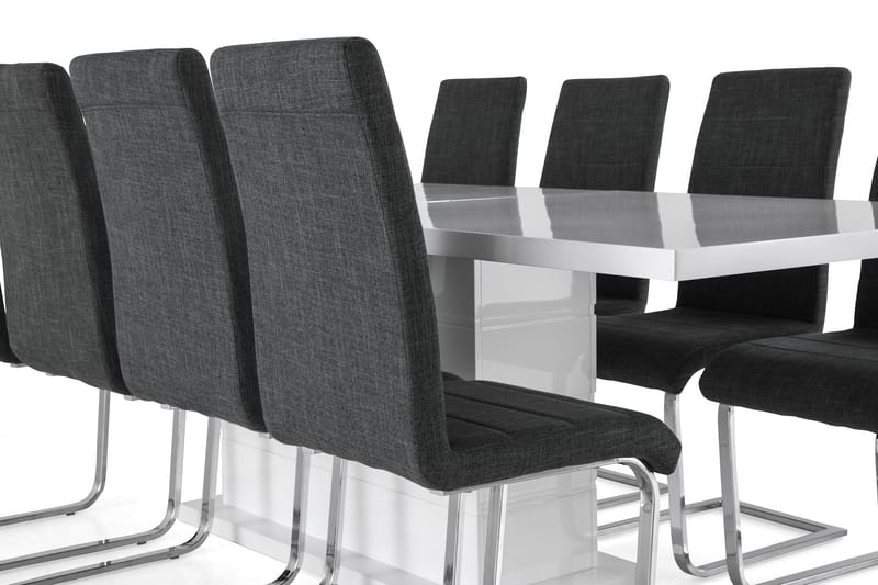 KULMBACH Bord Förlängningsbar 200 + 8 SALA Stol Vit/Svart - Möbler - Matplats - Matgrupp & matbord med stolar