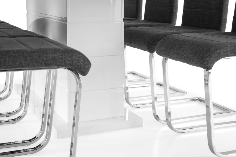 KULMBACH Bord Förlängningsbar 200 + 8 SALA Stol Vit/Svart - Möbler - Matplats - Matgrupp & matbord med stolar