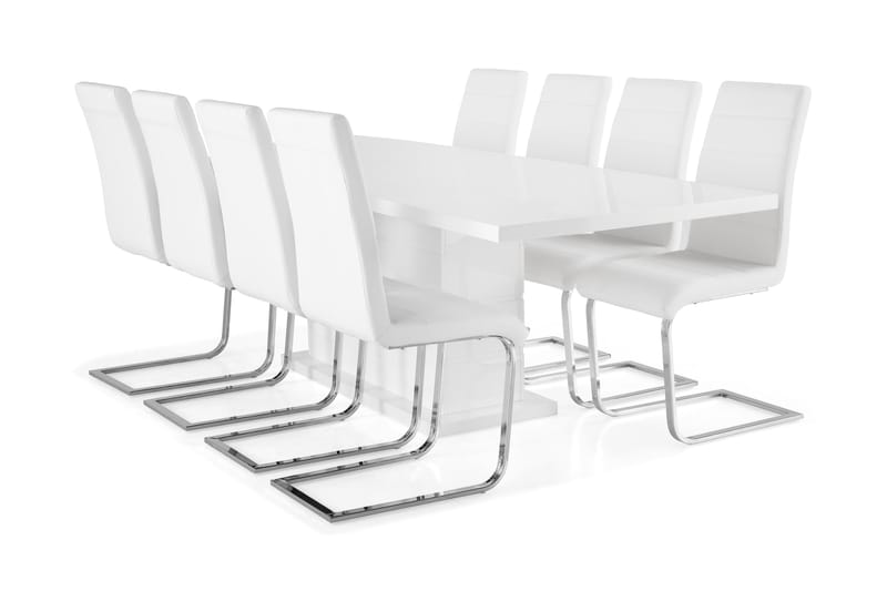 KULMBACH Bord Förl�ängningsbar 200 + 8 SALA Stol Vit/Svart/Gr - Matgrupp & matbord med stolar