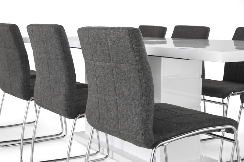 KULMBACH Bord Förlängningsbar 200 + 8 VISKAN Stol Vit/Svart - Matgrupp & matbord med stolar