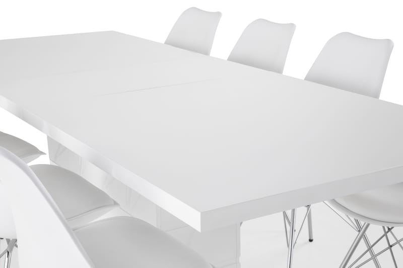 KULMBACH Bord Förlängningsbar 200 + 8 ZENIT Stol Vit - Matgrupp & matbord med stolar