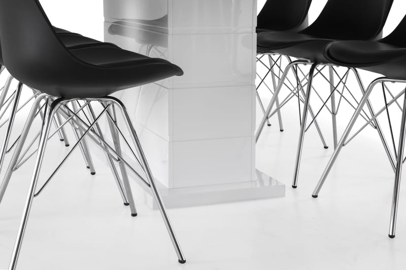 KULMBACH Bord Förlängningsbar 200 + 8 ZENIT Stol Vit/Svart - Matgrupp & matbord med stolar