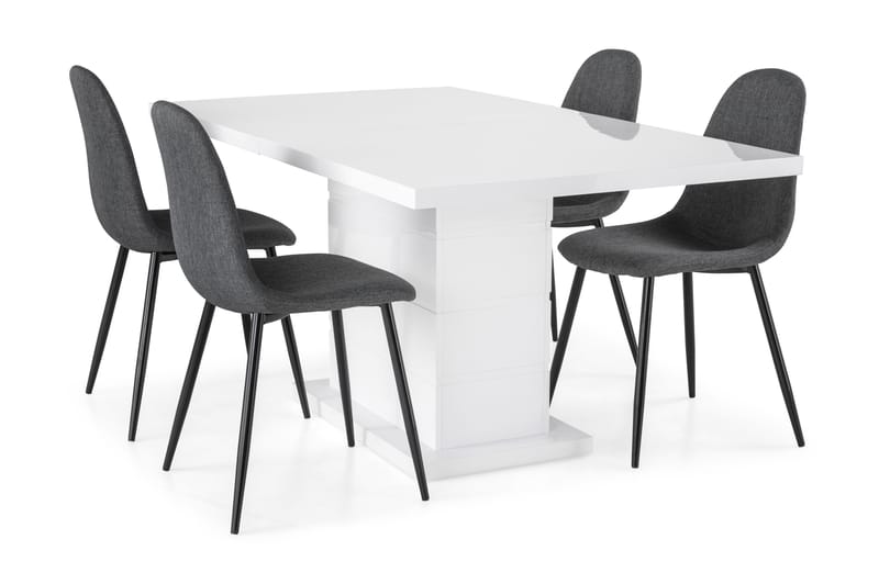 KULMBACH Förlängningsbar Matgrupp 160 + 4 NIKOLAS Stol Grå/V - Matgrupp & matbord med stolar