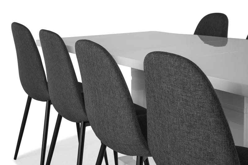 KULMBACH Förlängningsbar Matgrupp 200 + 8 NIKOLAS Stol Grå/V - Möbler - Matplats - Matgrupp & matbord med stolar