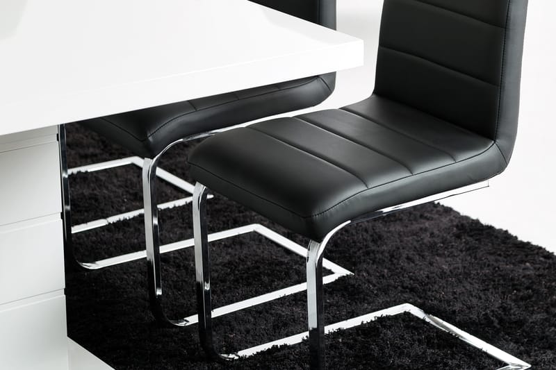 KULMBACH Förlängningsbart Bord 180 Vit + 4 SALA Stol Svart - Möbler - Matplats - Matgrupp & matbord med stolar