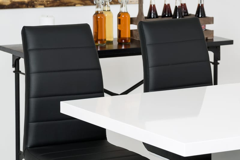 KULMBACH Förlängningsbart Bord 180 Vit + 4 SALA Stol Svart - Matgrupp & matbord med stolar