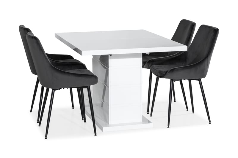 KULMBACH Matbord 120 Vit + 4 VIKEN Stol Grå - Matgrupp & matbord med stolar