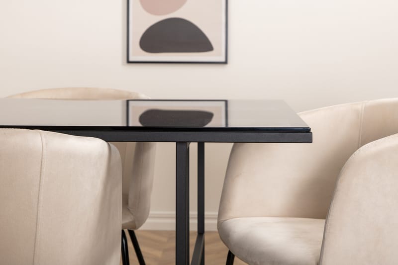 Leifa Matgrupp 200 cm inkl 6 Berita Stolar - Svart/Beige - Möbler - Matplats - Matgrupp & matbord med stolar