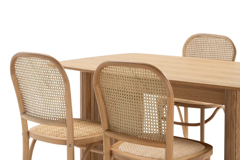 LELINA Matbord 140 cm Brun + 4st ELSRIK Matstol - Möbler - Matplats - Matgrupp & matbord med stolar