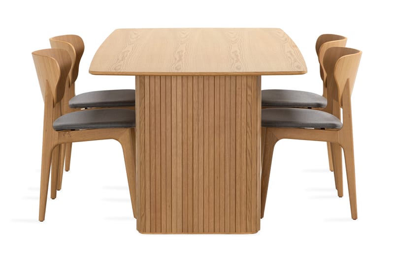 LELINA Matbord 200 cm Brun + 4st HULSIG Matstol - Matgrupp & matbord med stolar