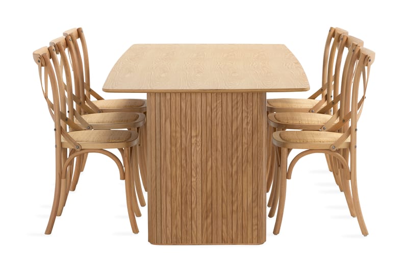 LELINA Matbord 240 cm Brun + 6st FORTEILAND Matstol - Möbler - Matplats - Matgrupp & matbord med stolar