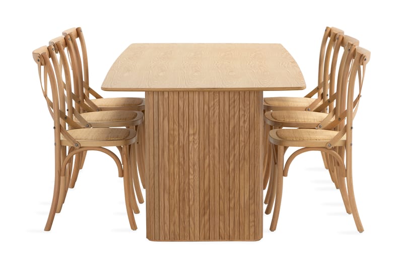 LELINA Matbord 240 cm Brun + 6st FORTEILAND Matstol - Matgrupp & matbord med stolar