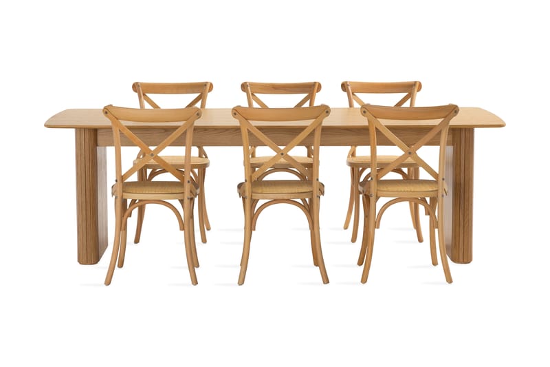 LELINA Matbord 240 cm Brun + 6st FORTEILAND Matstol - Möbler - Matplats - Matgrupp & matbord med stolar