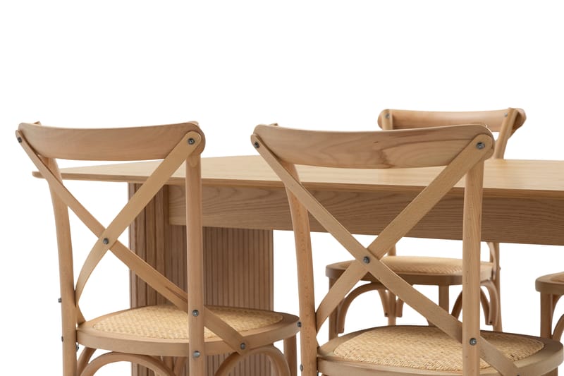 LELINA Matbord 240 cm Brun + 6st FORTEILAND Matstol - Möbler - Matplats - Matgrupp & matbord med stolar