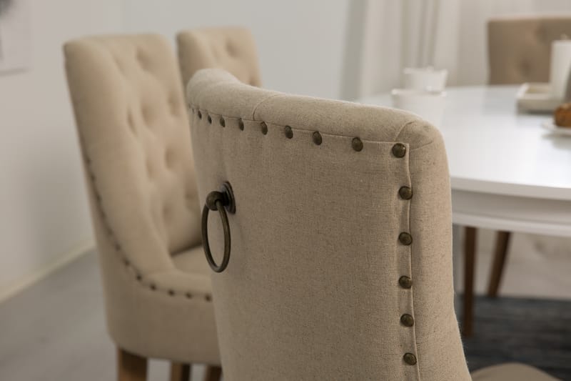 LEVIDE Bord 150/195 + 6 COLFAX Stol Beige/Natur - Möbler - Matplats - Matgrupp & matbord med stolar