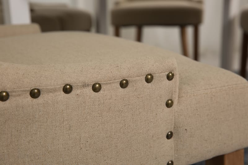 LEVIDE Bord 150/195 + 6 COLFAX Stol Beige/Natur - Möbler - Matplats - Matgrupp & matbord med stolar