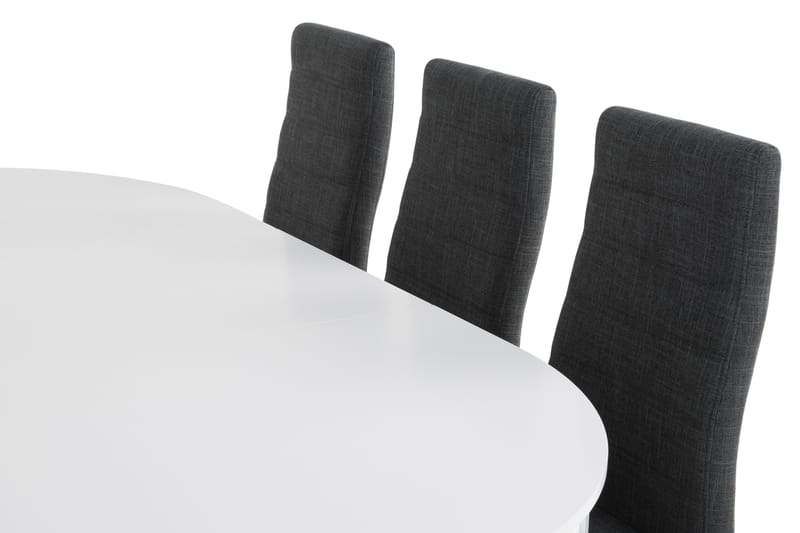 LEVIDE Bord 150/195 + 6 SALA Stol Grått tyg - Möbler - Matplats - Matgrupp & matbord med stolar