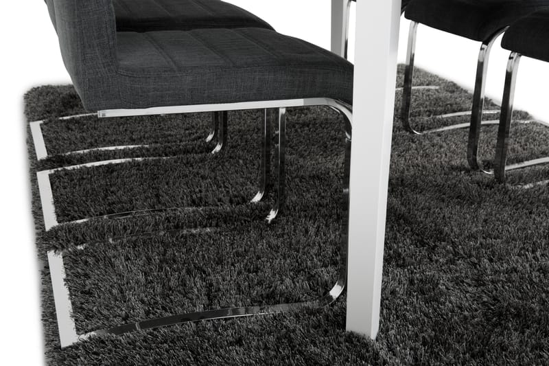 LEVIDE Bord 150/195 + 6 SALA Stol Grått tyg - Matgrupp & matbord med stolar