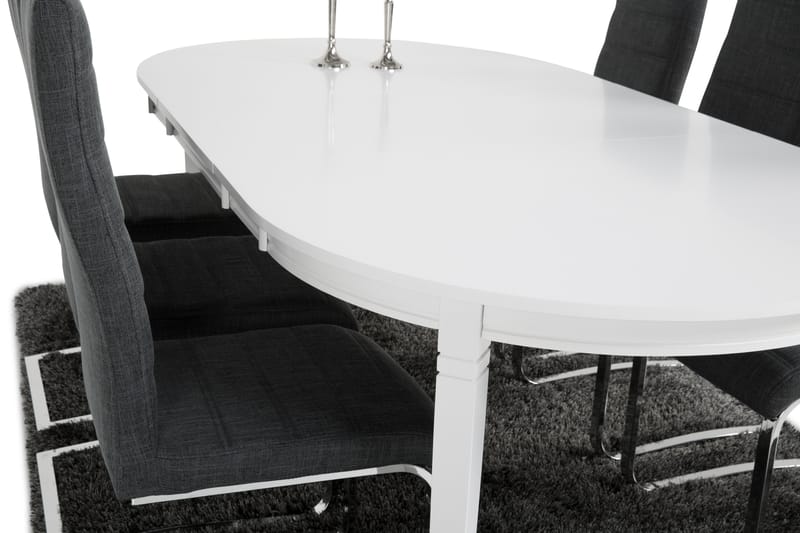 LEVIDE Bord 150/195 + 6 SALA Stol Grått tyg - Möbler - Matplats - Matgrupp & matbord med stolar