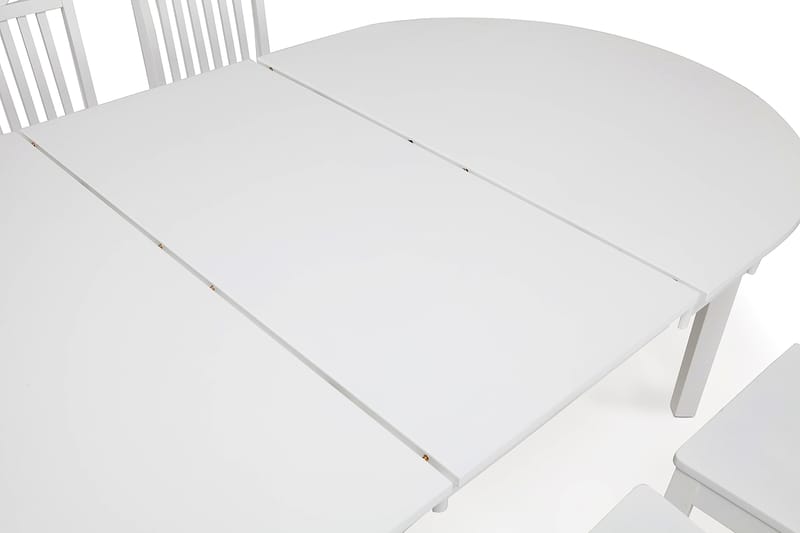 LEVIDE Bord 150/195 + 6 SALA Stol PU Svart - Matgrupp & matbord med stolar