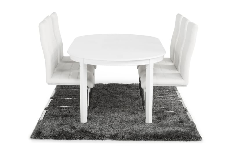LEVIDE Bord 150/195 + 6 SALA Stol PU Vit - Möbler - Matplats - Matgrupp & matbord med stolar