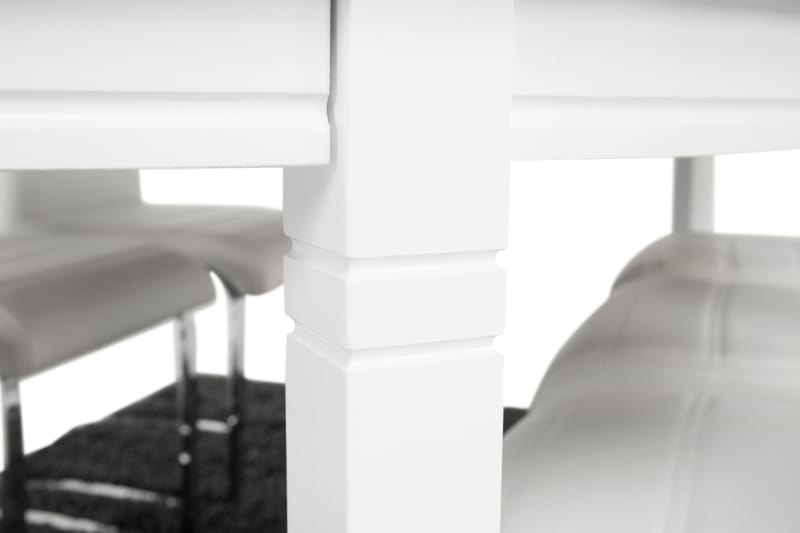 LEVIDE Bord 150/195 + 6 SALA Stol PU Vit - Matgrupp & matbord med stolar