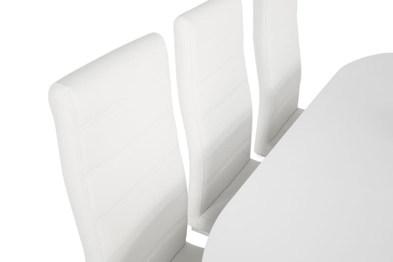 LEVIDE Bord 150/195 + 6 SALA Stol PU Vit - Möbler - Matplats - Matgrupp & matbord med stolar