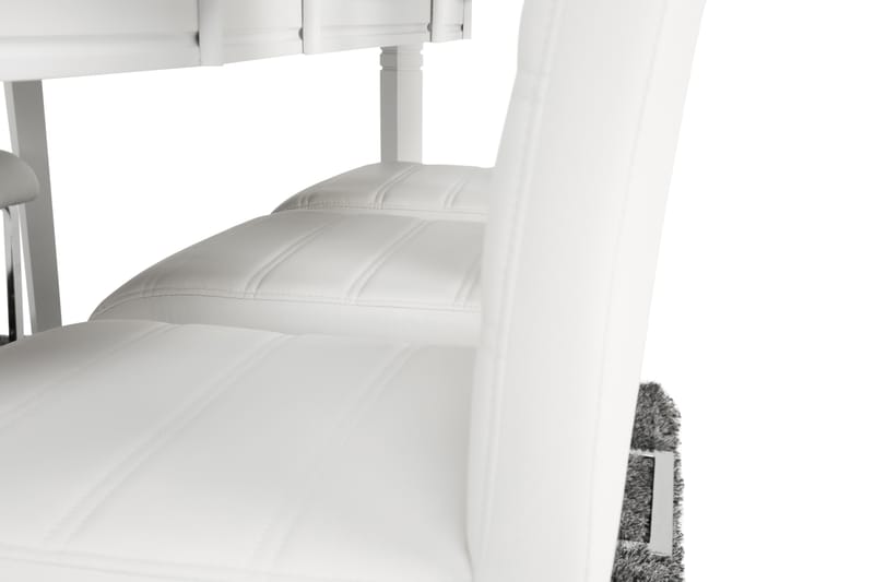 LEVIDE Bord 150/195 + 6 SALA Stol PU Vit - Matgrupp & matbord med stolar